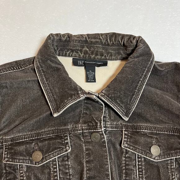 INC International Concepts Corduroy Button Up Jacket Size XL Stretch Cotton Boho - Picture 3 of 6